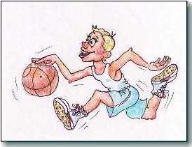 Cartoon of Steve Playing Basketball